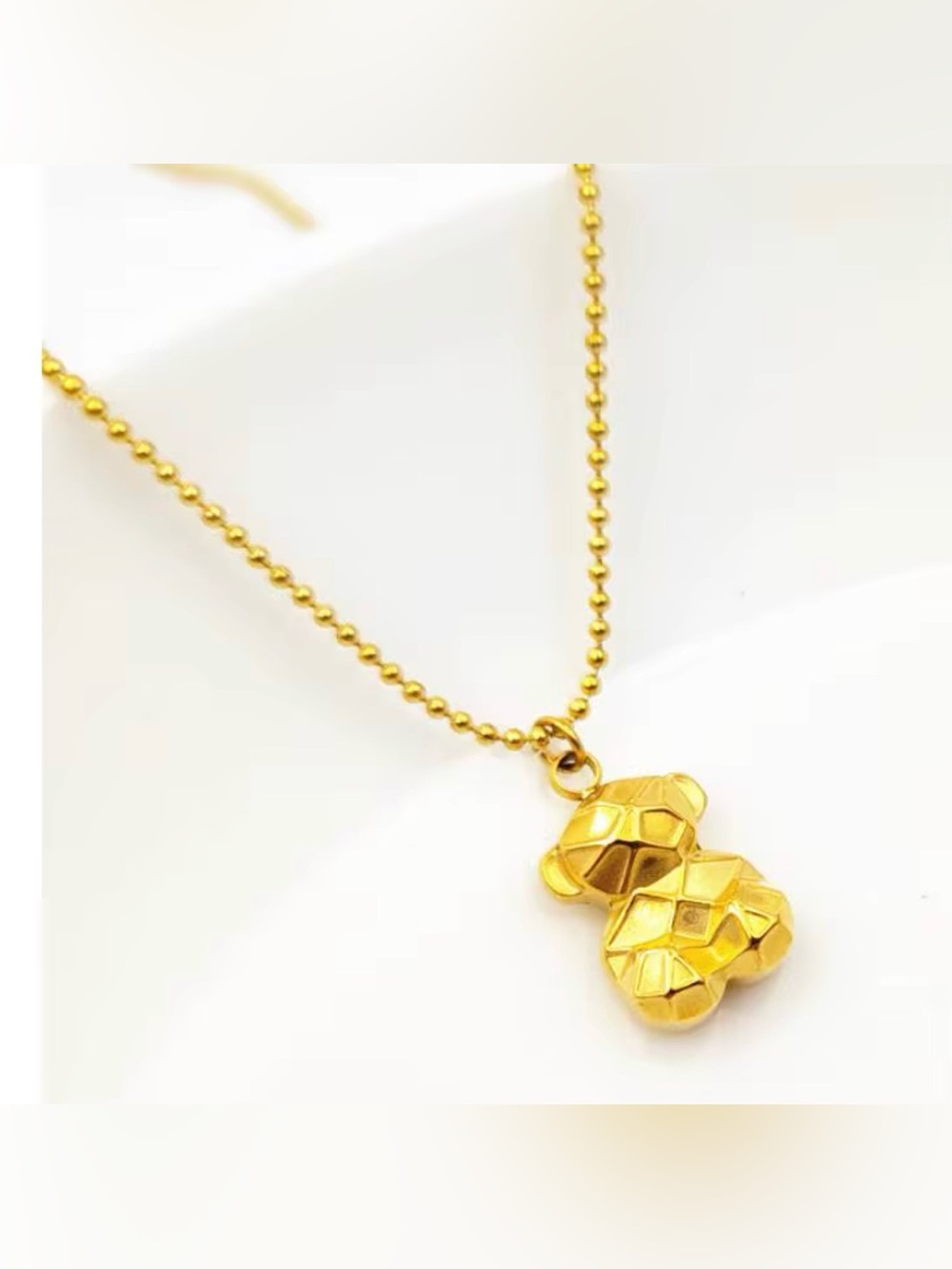 Gold Bear Pendant Necklace steel 316L